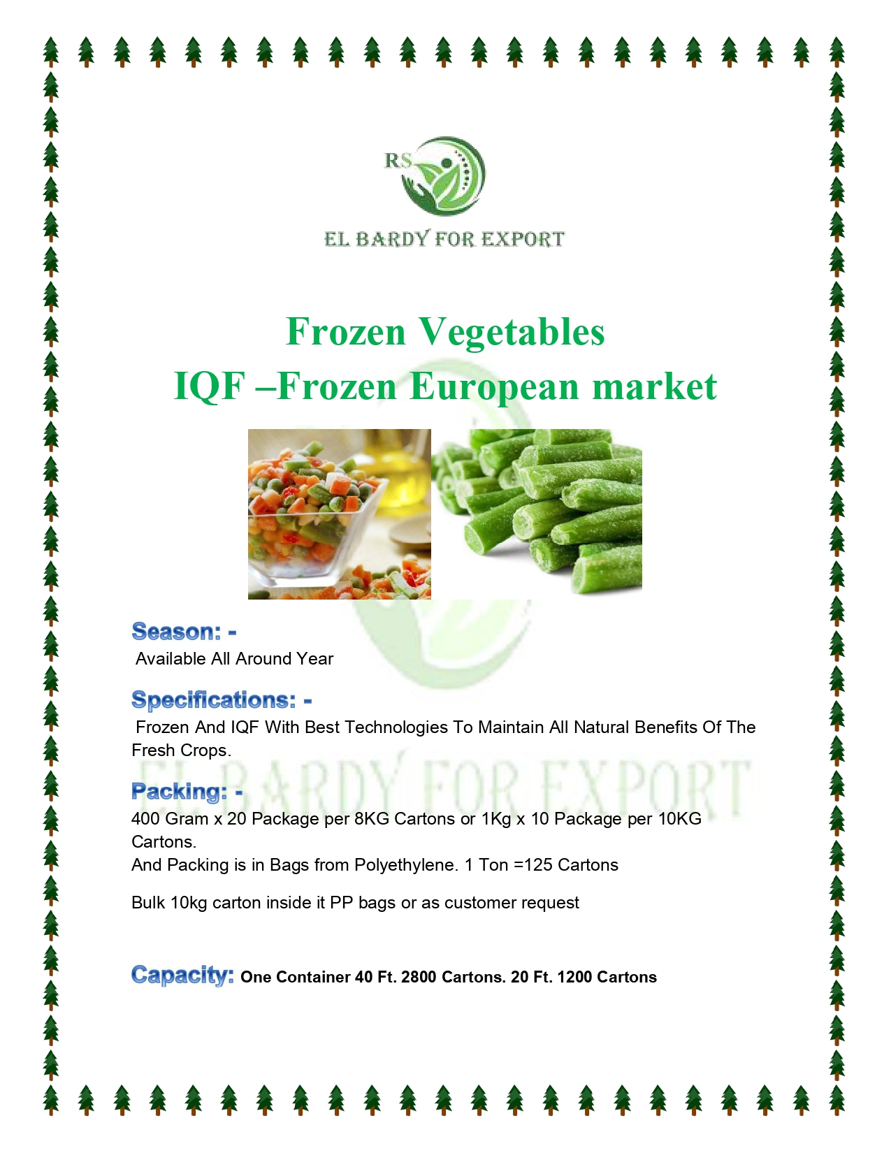 FROZEN PRODUCT LIST